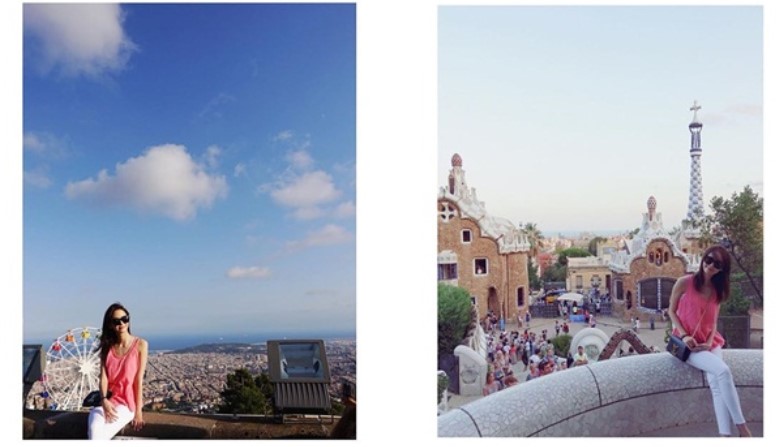 Foto Yoona Melihat Pemandangan Atas Kota Barcelona