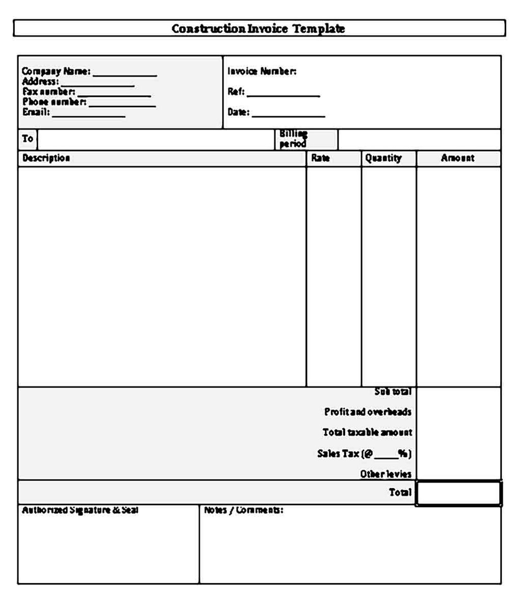 Construction Invoice Printable Harian Nusantara